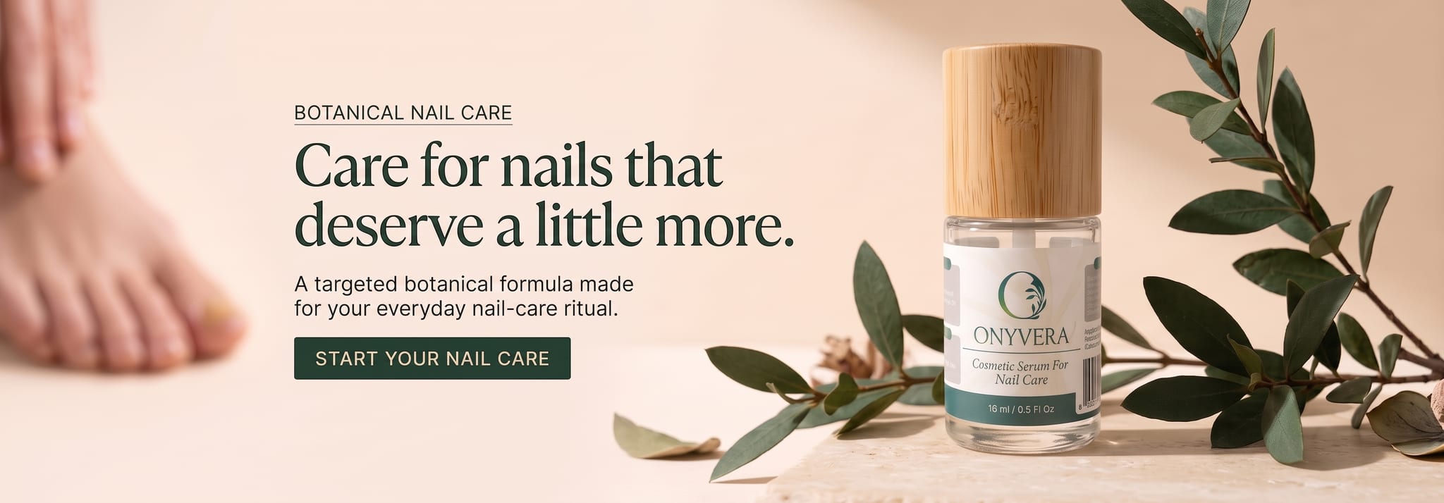 ONYVERA botanical serum precision brush application on nail