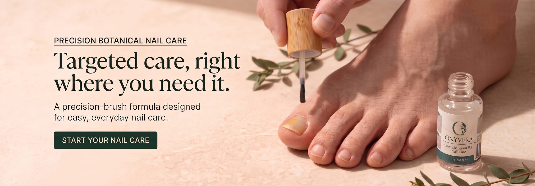 ONYVERA botanical serum precision brush application on nail